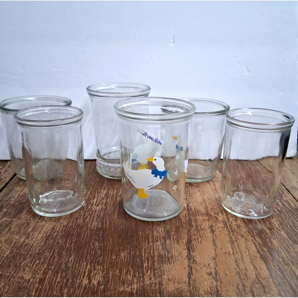 Vintage Bama Ball Jelly Jar Juice Glasses Lot 6 Goose Duck Farmhouse Kitchen